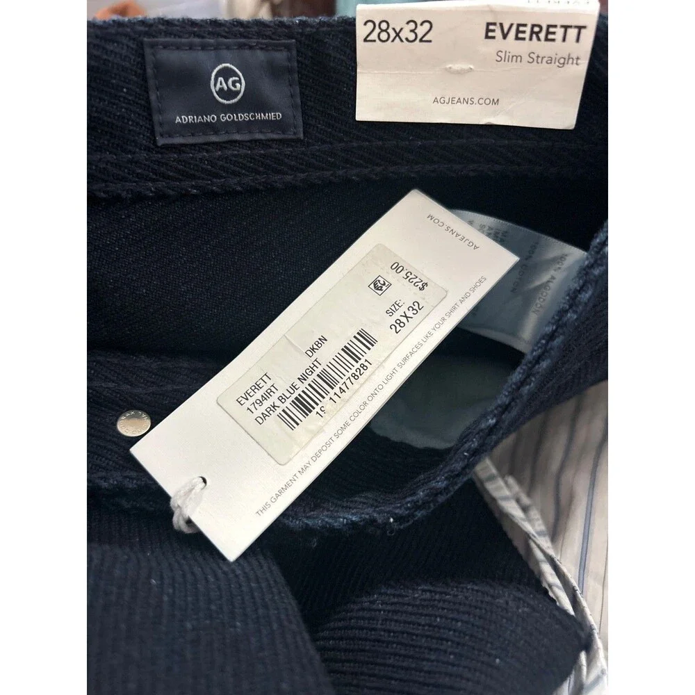 AG Adriano Goldschmied Men’s NWT Everett Slim Straight Jeans size 28/32 NWT Dark